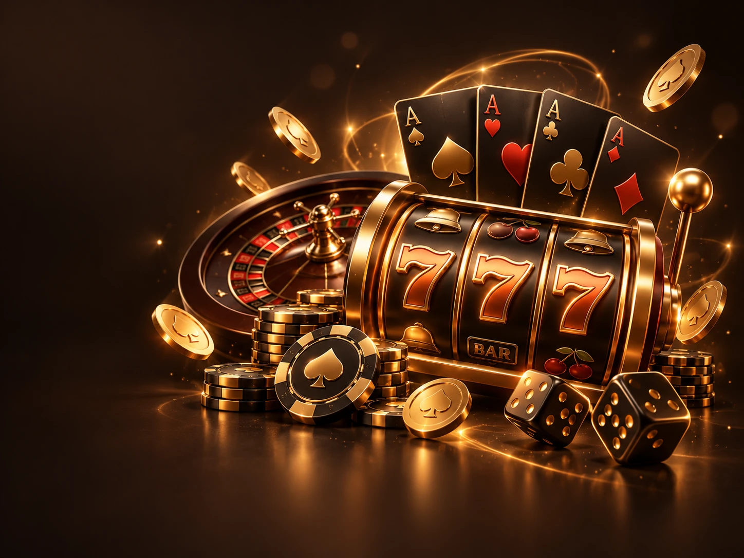 Illustrazione premium Alawin Casino con slot, roulette e carte